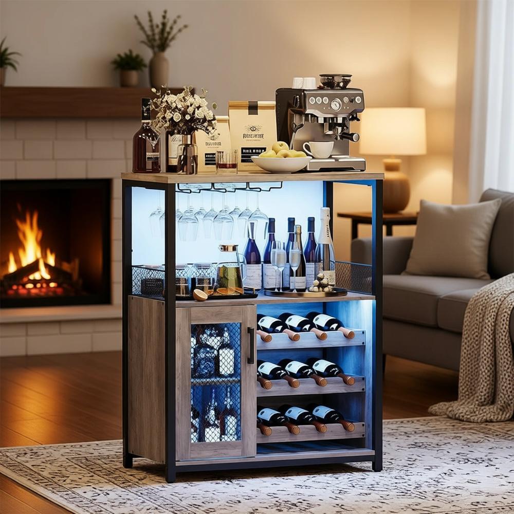 Industrial-Style LED-Lit Wine  - Home Bar And Cabinet recension och pris