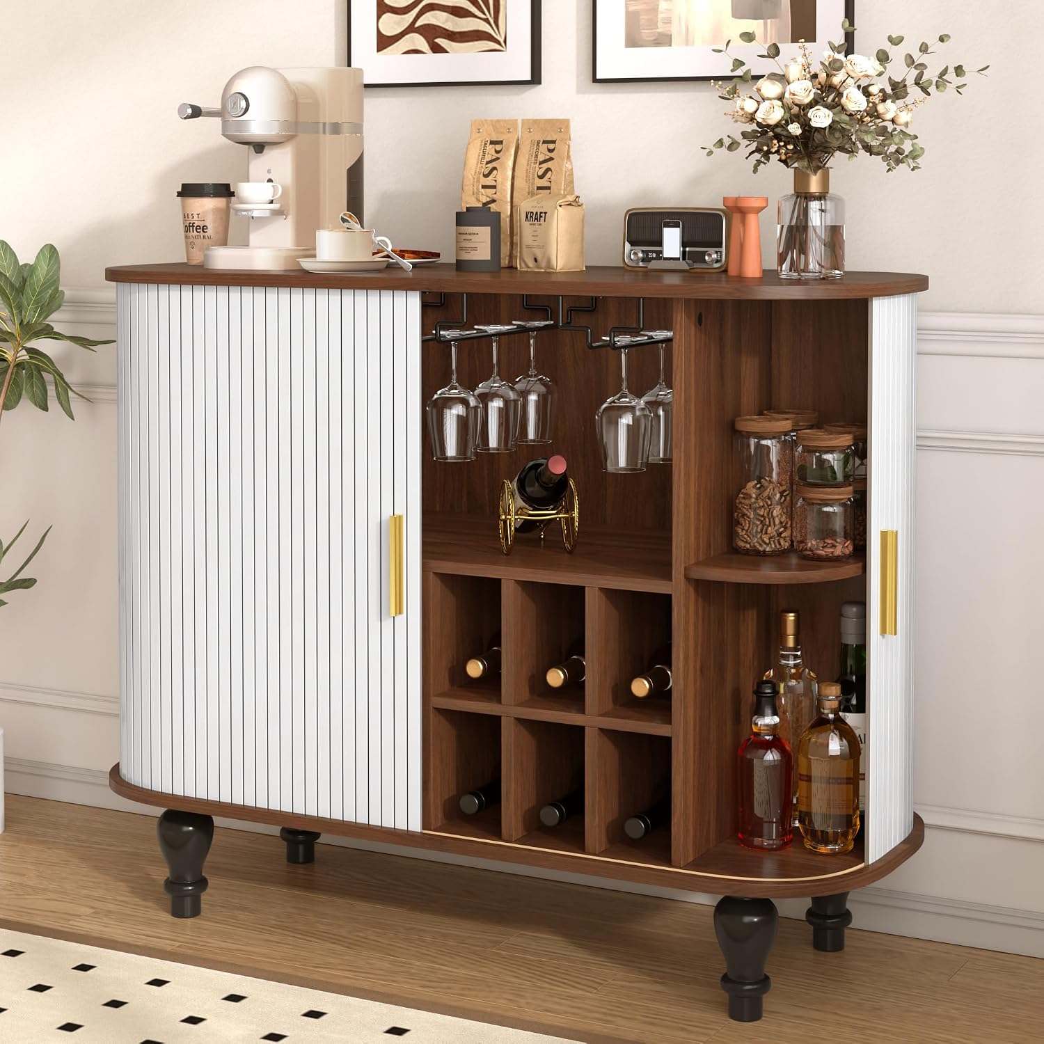 White Bar Cabinet with 6 Wine  - Home Bar And Cabinet recension och pris
