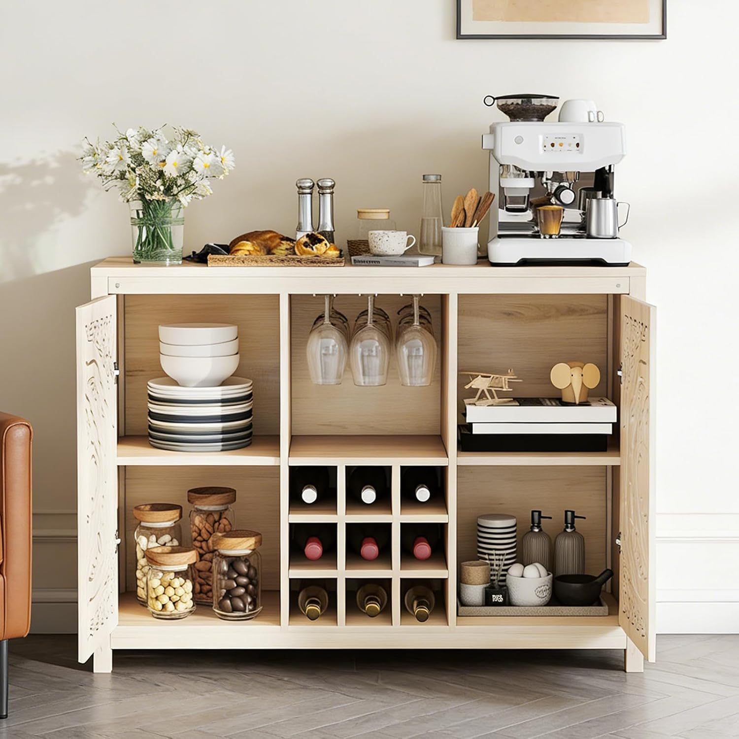 Wood Bar Cabinet with Adjustab - Home Bar And Cabinet recension och pris
