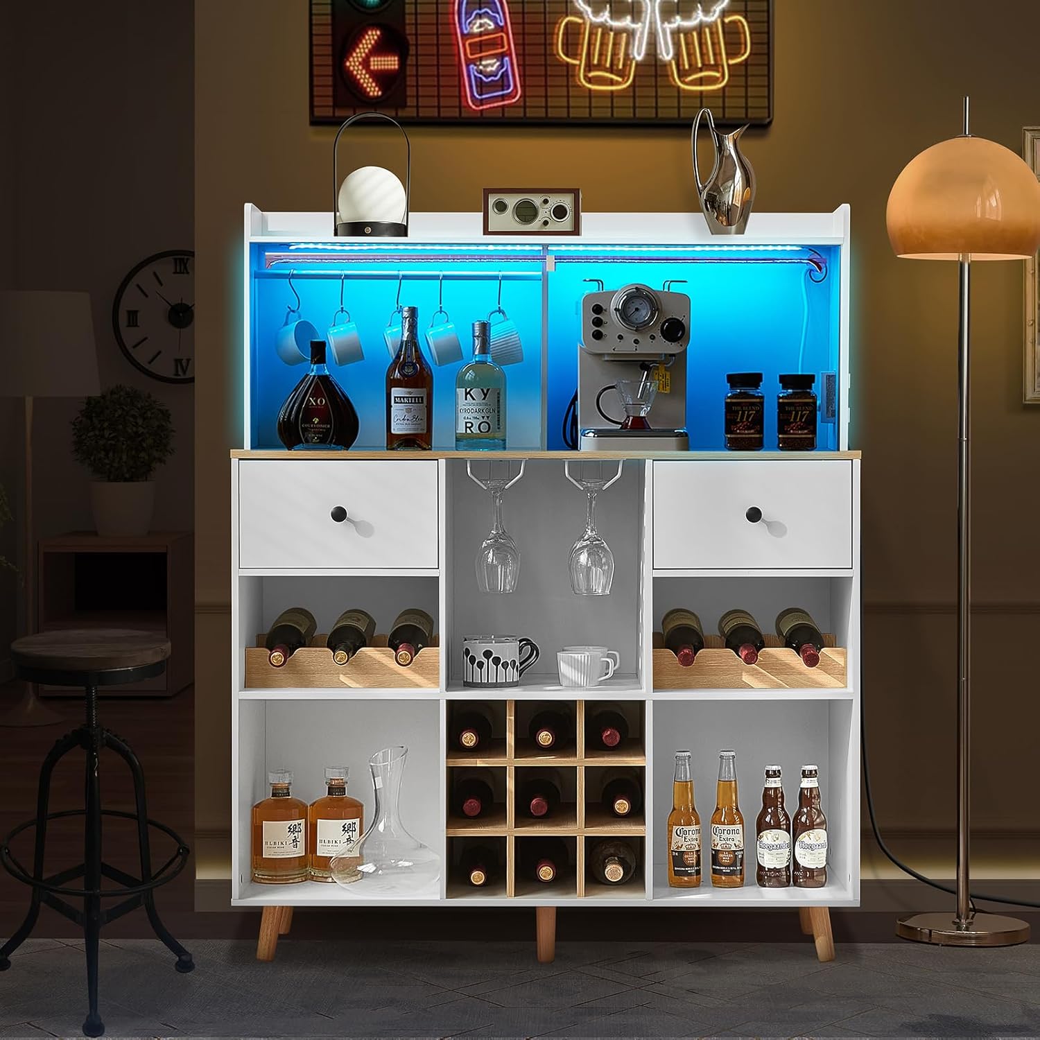 Wine Bar Cabinet with Power Ou - Home Bar And Cabinet recension och pris