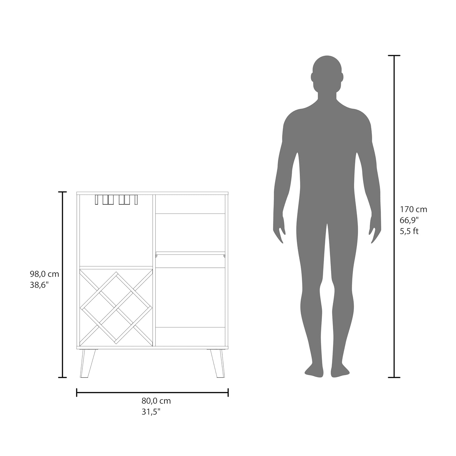 Oak Blue Bar Cabinet 4 Shelves - Home Bar And Cabinet recension och pris